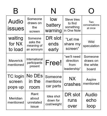 Design Review Bingo Card