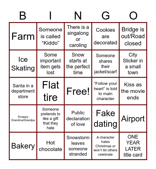 Christmas Movie Bingo! Bingo Card