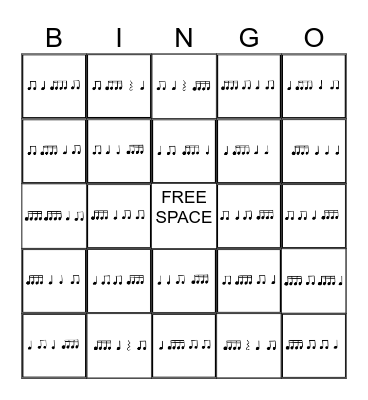 Rhythm Bingo Card