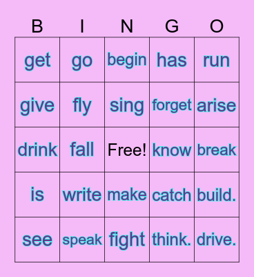 Verbs in the past Bingo Card