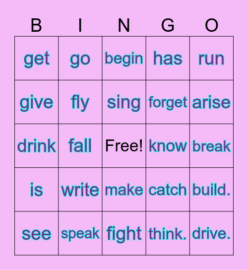 Verbs in the past Bingo Card