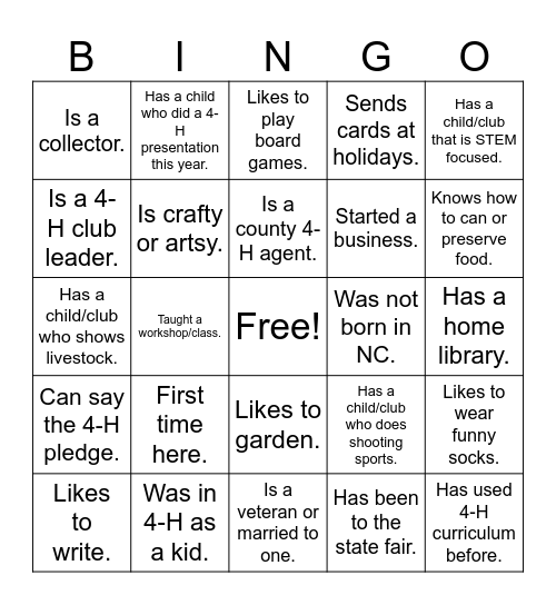 VLA Mixer Bingo Card