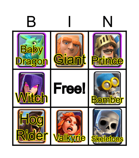 Clah Royale Bingo Card