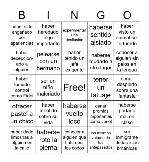 Repaso para Villa Deacons Bingo Card