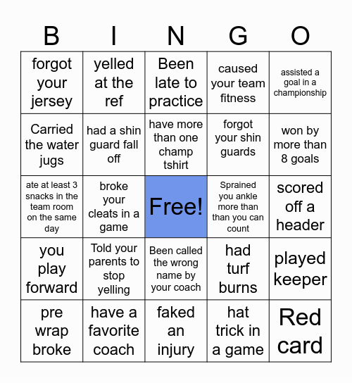 ⚽️SOCCER⚽️ Bingo Card