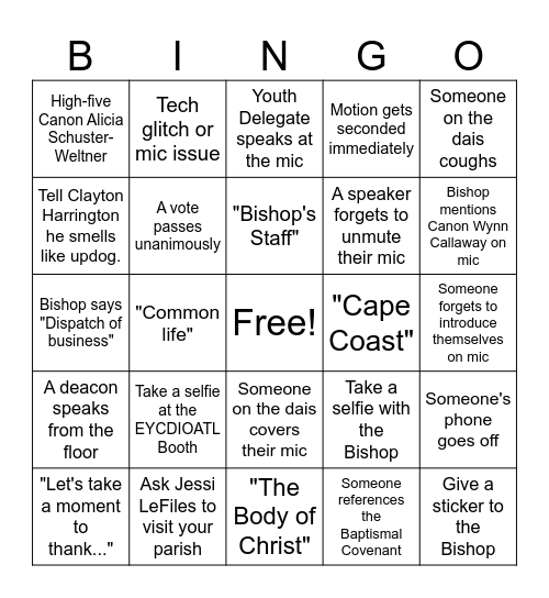 The 119th Annual Council Bingo Card Bingo Card