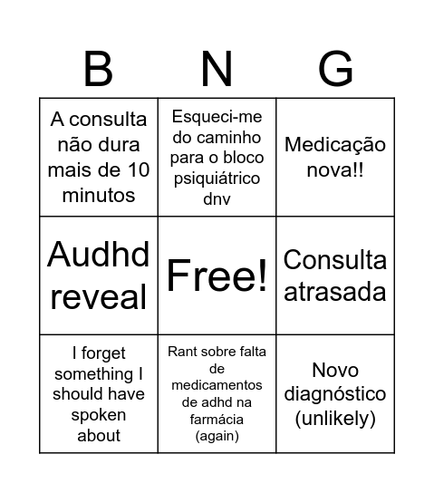 Psiquiatra bingo Card
