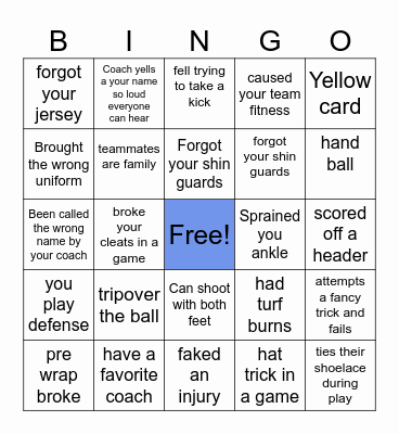 ⚽️SOCCER⚽️ Bingo Card