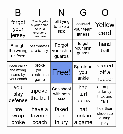 ⚽️SOCCER⚽️ Bingo Card