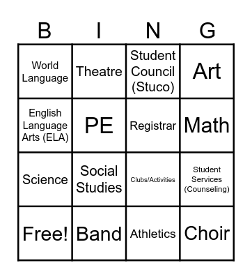 BLPA Enrollment Night Bingo Card