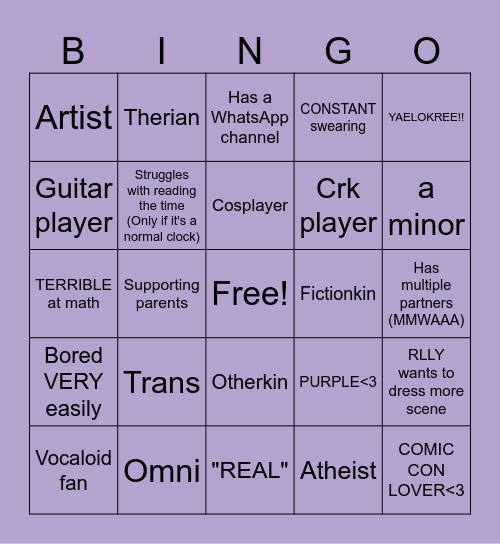 COLE'S Bingo Card