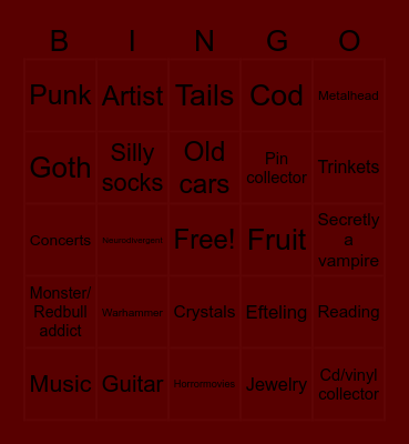 Tobias' Bingo Card