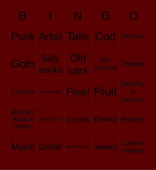 Tobias' Bingo Card