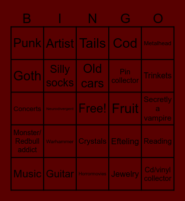 Tobias' Bingo Card