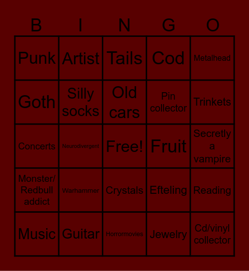 Tobias' Bingo Card