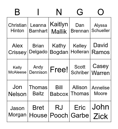 Employee Facts Bingo Card