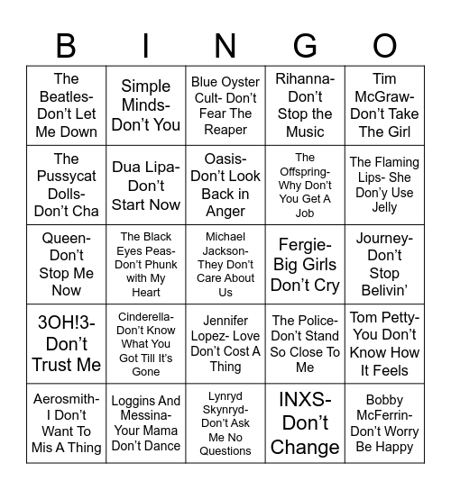 Radio Bingo "Don't" Miss Out Bingo Card