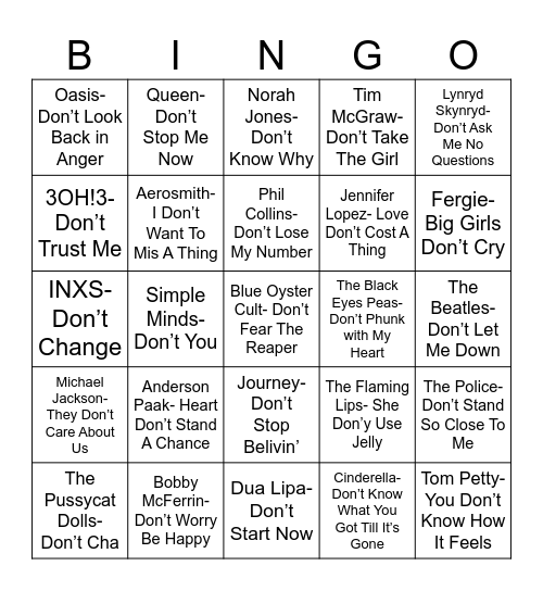 Radio Bingo "Don't" Miss Out Bingo Card