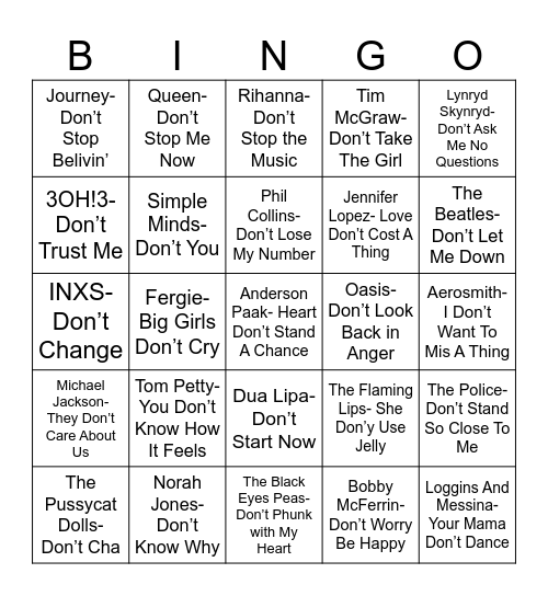 Radio Bingo "Don't" Miss Out Bingo Card