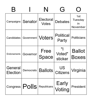 Election Day Bingo Card