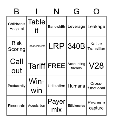 Intermountain Finance Bingo Card