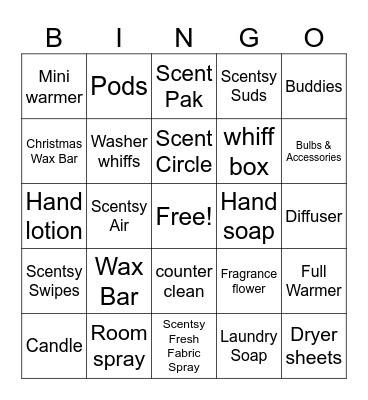 SCENTSY BINGO! Bingo Card