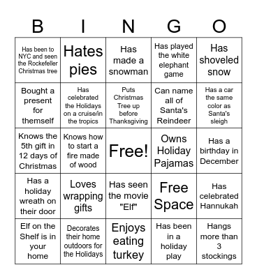 Holiday Bingo Card