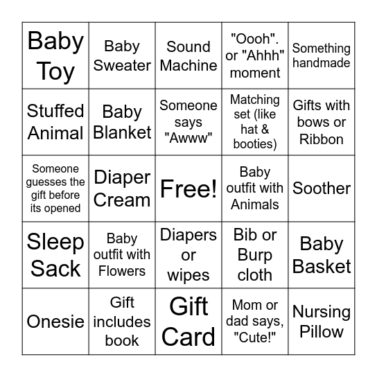 BABY BINGO Card