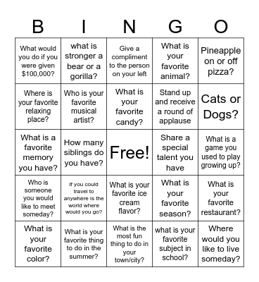 Social Bingo Card