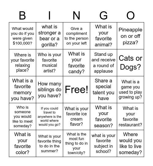 Social Bingo Card