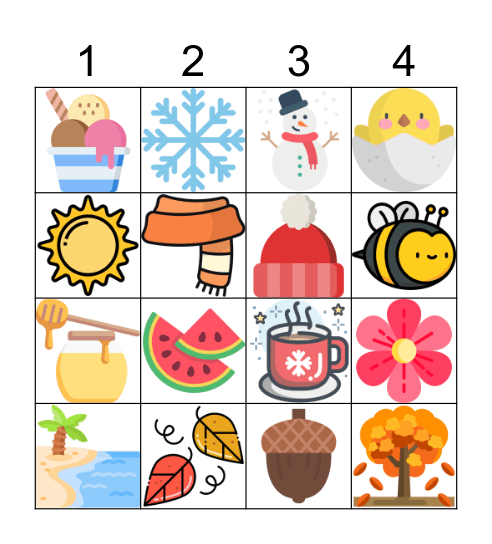 SEASONS Bingo Card
