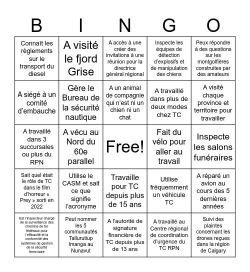 Apprenez à connaître votre région! Peux-tu trouver quelqu’un qui...” Bingo Card