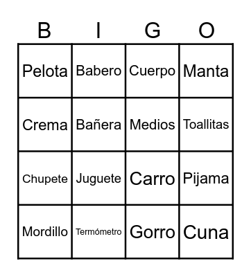 BABY SHOWER Bingo Card