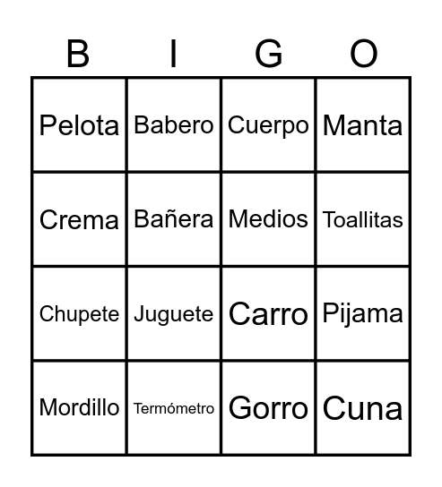 BABY SHOWER Bingo Card