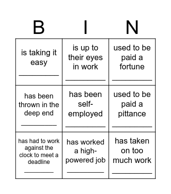 Career Bingo: find a person who... Bingo Card