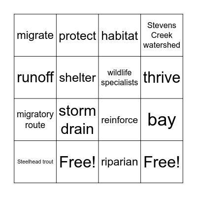 McClellan Ranch vocab - Nov. 6, 2025 Bingo Card