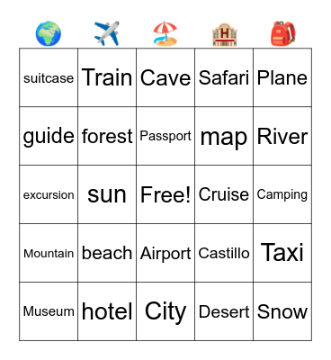 travel and tourism Bingo Card