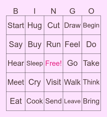 Past Participle of Verbs Bingo Card
