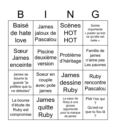 Alix future husband Bingo Card
