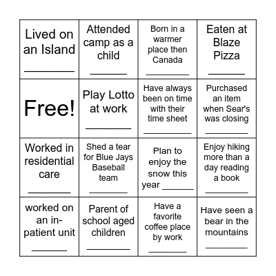 DDMH Name Game Bingo Card