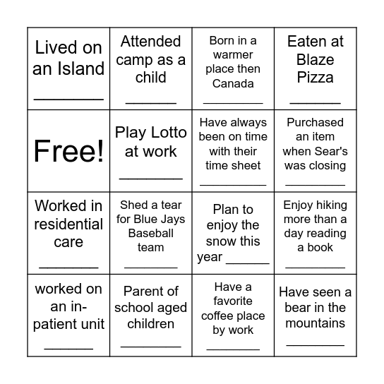 DDMH Name Game Bingo Card