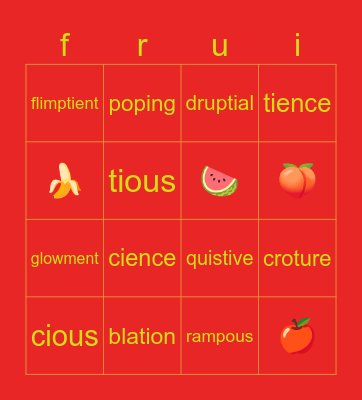 fruits! Bingo Card