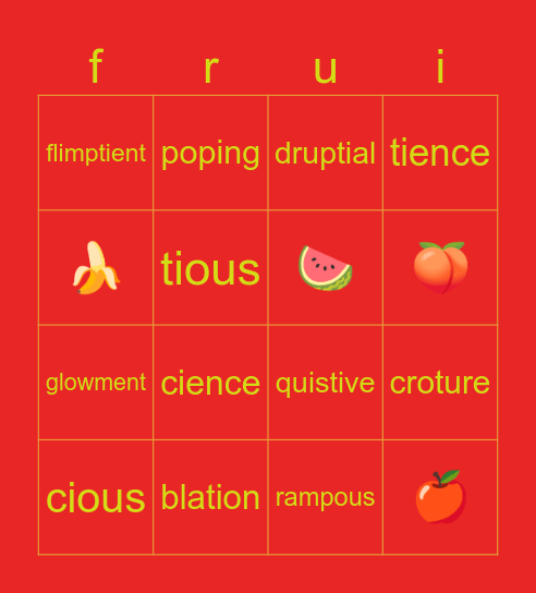 fruits! Bingo Card