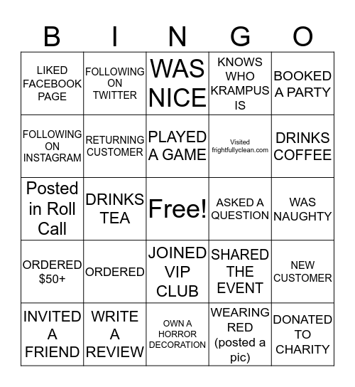 Fiona's Fright Soap Krampusnacht Bingo Card