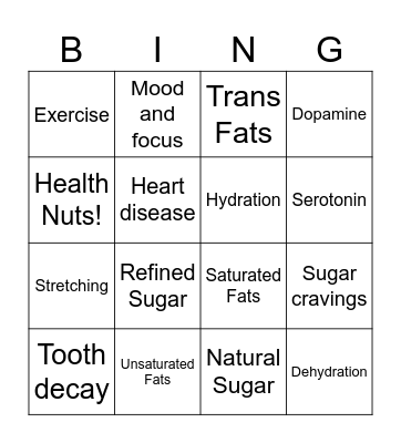 Health Nuts Review Bingo Card