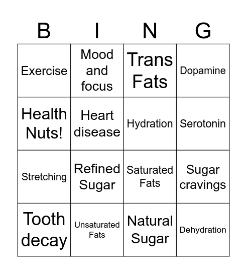 Health Nuts Review Bingo Card