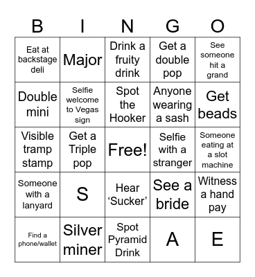 Vegas November 2025 Bingo Card