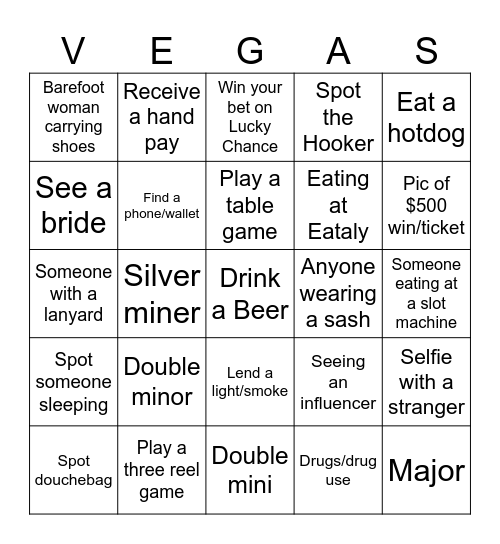 Vegas November 2025 Bingo Card