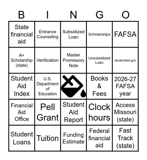 FINANCIAL AID BINGO Card