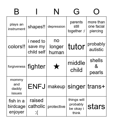 RYAN KINNIE Bingo Card